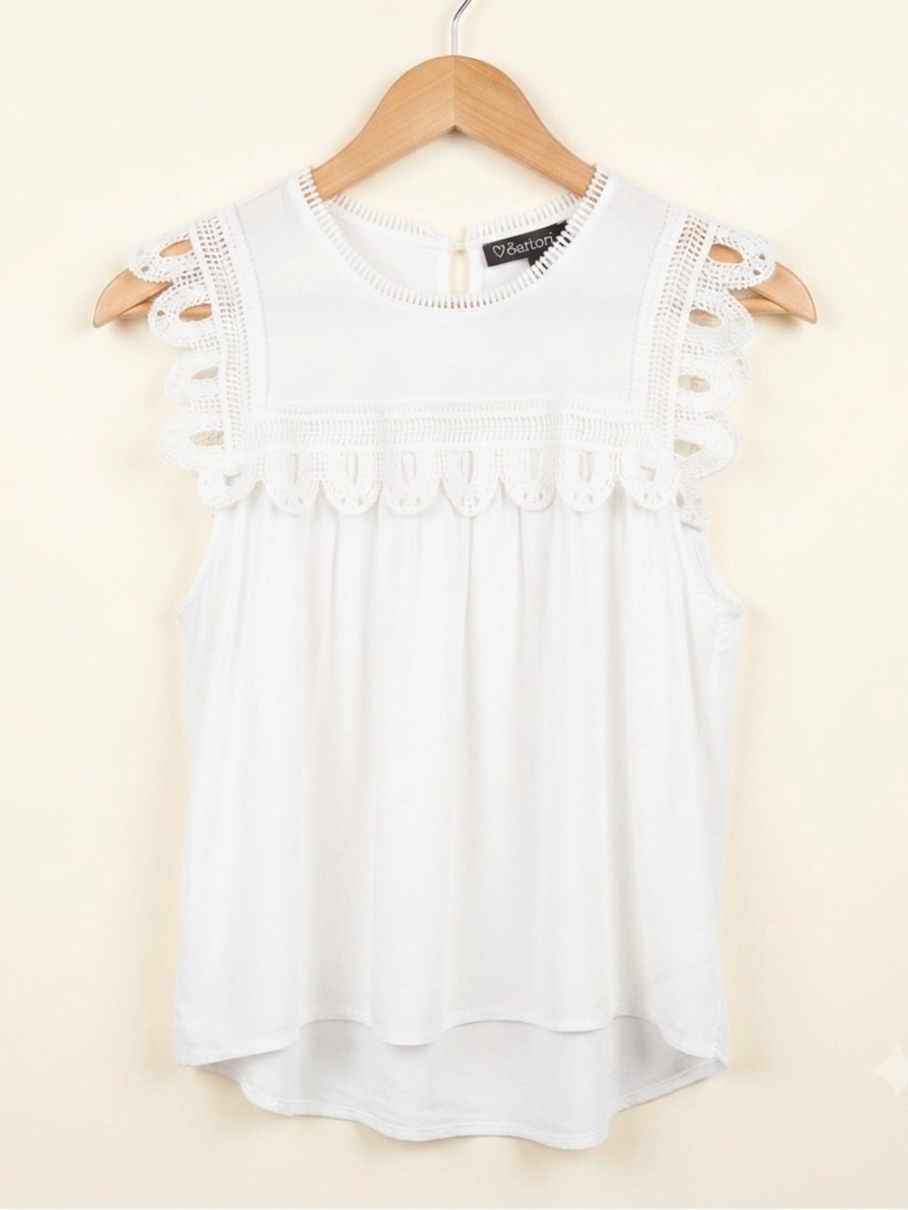 Santory Coquette Core MEDIUM Lace Blouse Sleeveless White